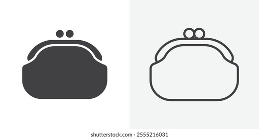 Woman purse icon. outlined vector style.