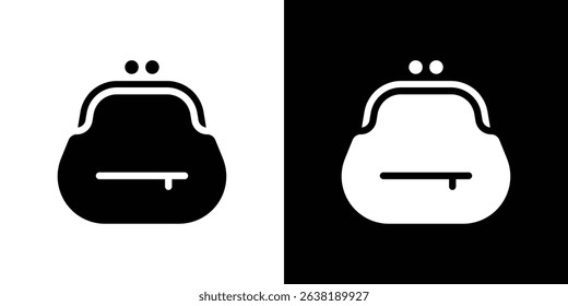 Woman purse icon in solid flat trendy design style.