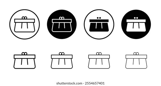 Woman purse icon Thin line vector illustration set