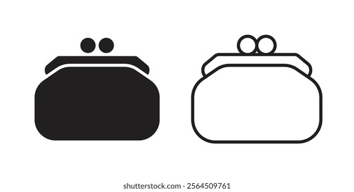 Woman purse icons in flat and line style set.