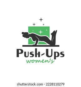 woman push up sport vector illustration logo design