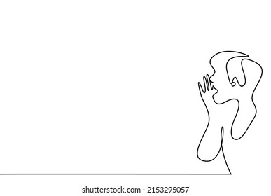 a woman puts her hand to her mouth yelling and gossiping sneaking