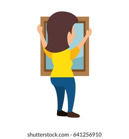 Woman putting a mirrow