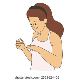 Mulher colocando vetor de ilustração de esmalte de unha