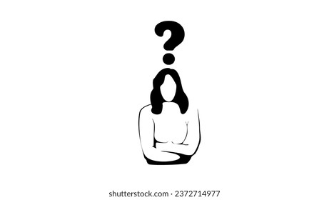 woman with a question mark above his head