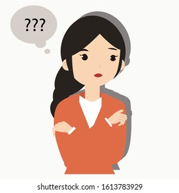 Woman with question mark concept. Creative idea design. Flat vector illustration for template, brochure or presentation.