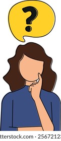 Woman with Question Mark Thought Bubble
