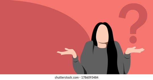 Woman in questioning gesture of uncertainty. Vector Illustration