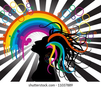 woman and rainbow