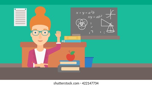 Woman Raising Her Hand Stock Vector (Royalty Free) 422147734 | Shutterstock