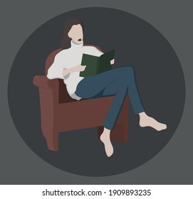 woman read a book on the chair