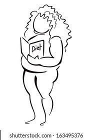 Woman reading about diet
