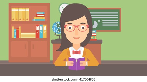 Woman reading book.