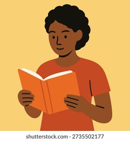 Woman Reading Book Flat Vector Character