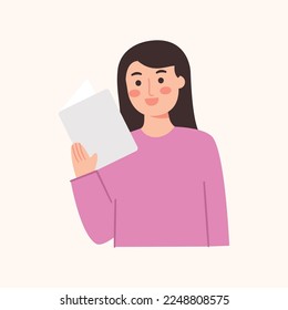 Woman reading book illustration concept 