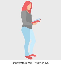 woman reading a book illustration design