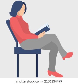 woman reading a book illustration design