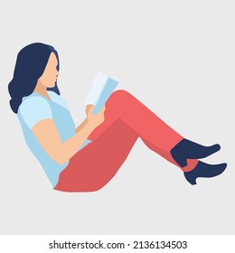 woman reading a book illustration design