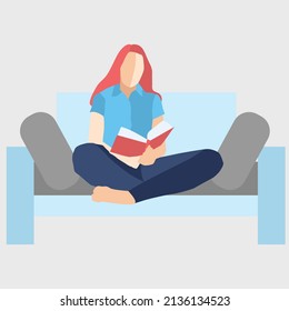 woman reading a book illustration design