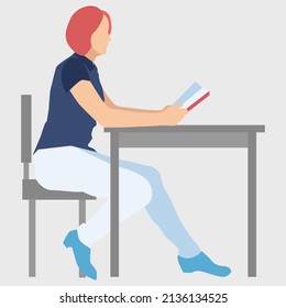 woman reading a book illustration design