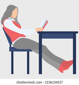 woman reading a book illustration design