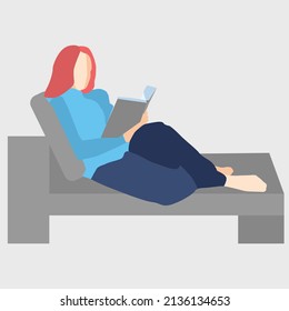 woman reading a book illustration design