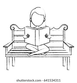 woman reading book in park chair