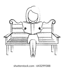 woman reading book in park chair