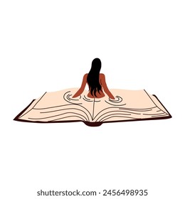 Woman reading a book. Read more book concept. Literature fans or lovers.