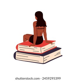  Woman reading a book. Read more book concept. Literature fans or lovers.