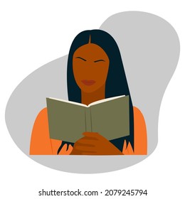 Woman is reading a book. Self-improvement. Vector illustration.