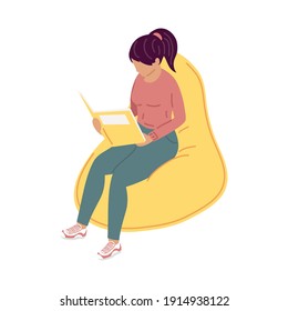 woman reading book in sofa ,book day celebration vector illustration design