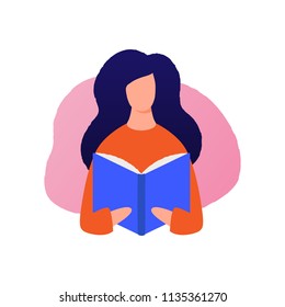 Woman is reading a book vector illustration