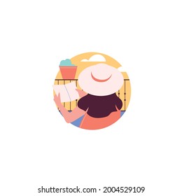 Woman Reading Book Vector Illustration