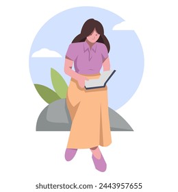 woman is reading a book. writing book. Relax. school. Work. task. suitable for business and school themes. flat vector illustration.