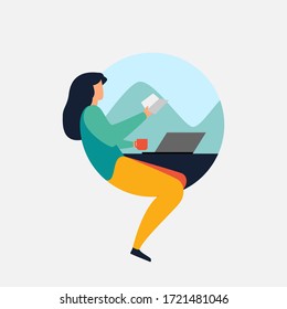 Ilustración plana vectorial del concepto de lectura de la mujer