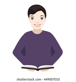 Woman reading, isolated vector
