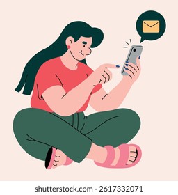 Woman Reading Message on Phone