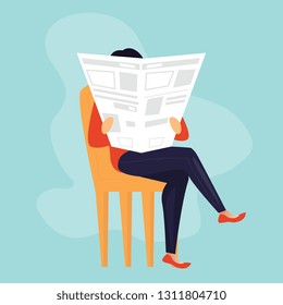 woman is reading newspaper on the sofa vector