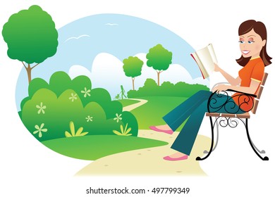 Woman reading in park.