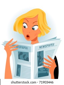 woman reading some shocking news
