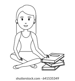 woman reading textbook character