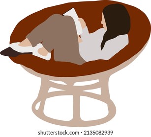 
Una mujer leyendo en un sillón rojo moderno