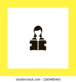 woman reads book vector icon. flat design