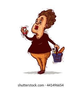 woman reads the inscription on the label by choosing  a product in the store