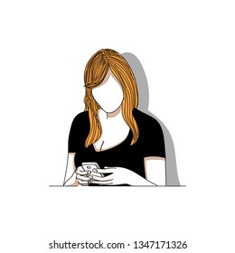 A woman reads a short message