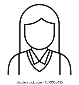 Woman realtor icon. Outline woman realtor vector icon for web design isolated on white background