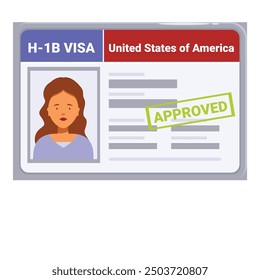 Woman receiving approved h 1b visa united states of america immigration document