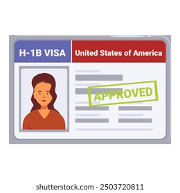 Woman receiving approved h 1b visa united states of america immigration concept