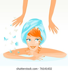 Woman receiving back massage/ Spa relax